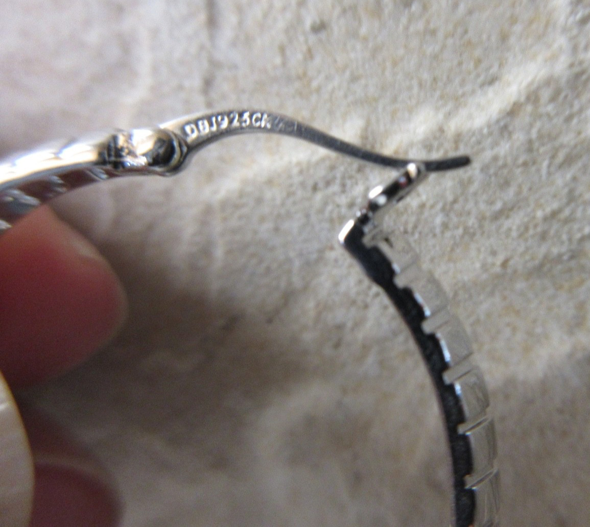 2 pr Bellezza DBJ 925 CN 1-1/4” Twist & Ridge Hoop Earrings Sterling & Yellow
