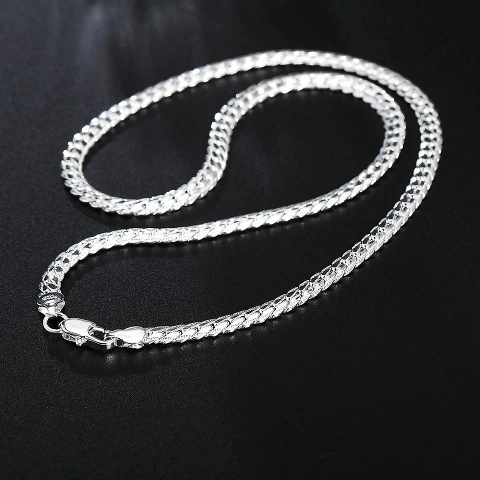 925 Sterling Solid Silver Chain Necklace Jewelry for Women Men Fashion Gift