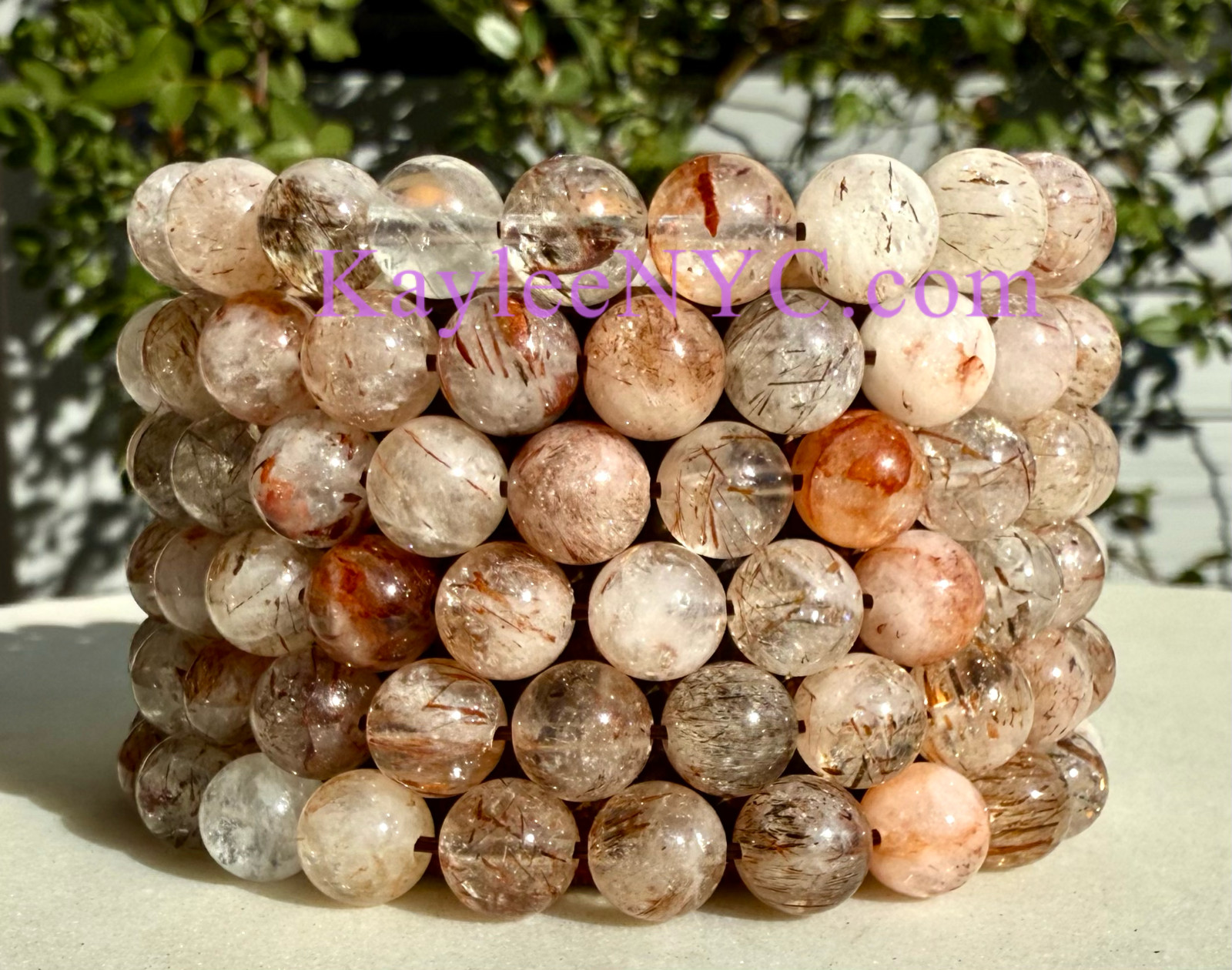 Wholesale Lot 6 Pcs Natural Rutilated Quartz 8mm 7.5” Stretch Bracelet