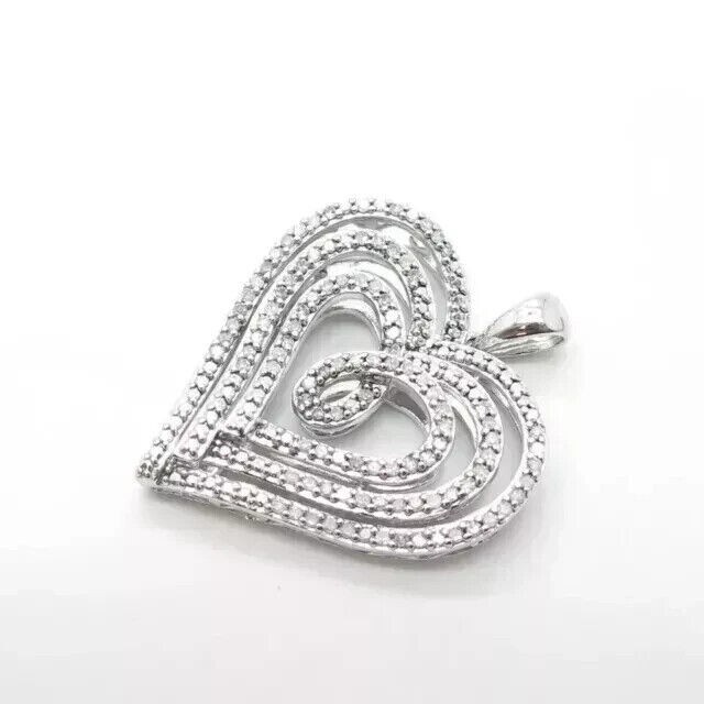 2Ct Round Cut Simulated Diamond Heart Shape Fancy Pendant 14k White Gold Plated