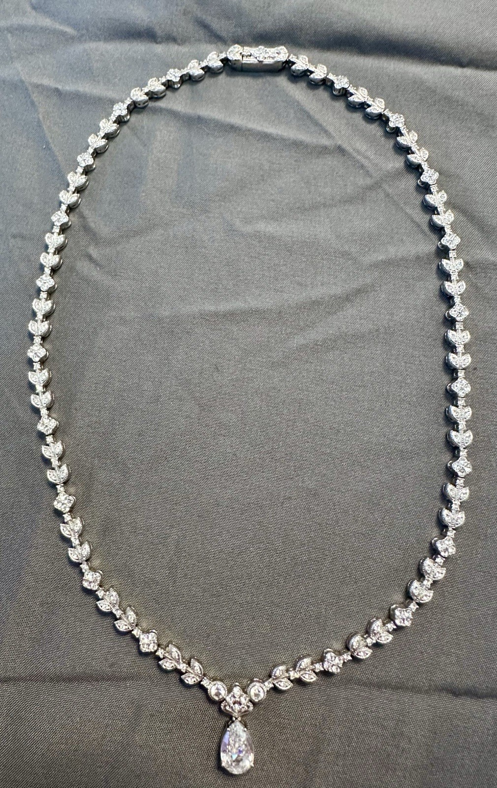 NADRI CZ PEAR DROP BRIDAL NECKLACE