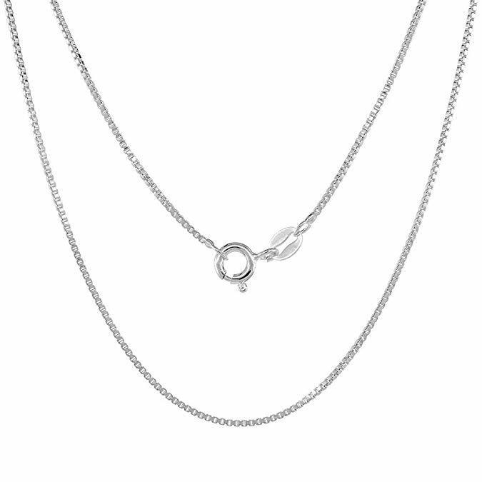 Verona Jewelers 925 Sterling Silver 1MM Unisex Box Chain Necklace sizes 16-30