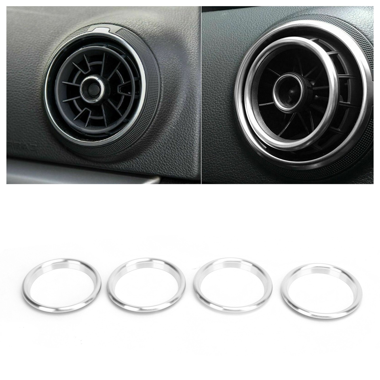 4pcs Silver Aluminum Alloy Air Outlet Ring For 2014-2019 TFTB