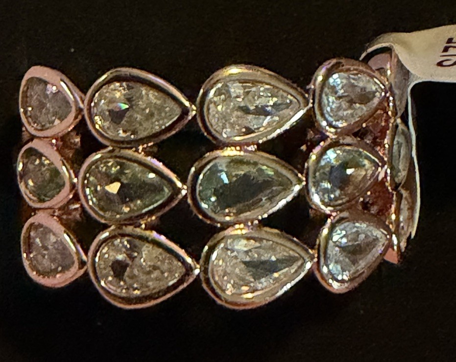 Bomb Party Ring Size 9 Mint Tourmaline &Diamond CZ Rose Gold Plating