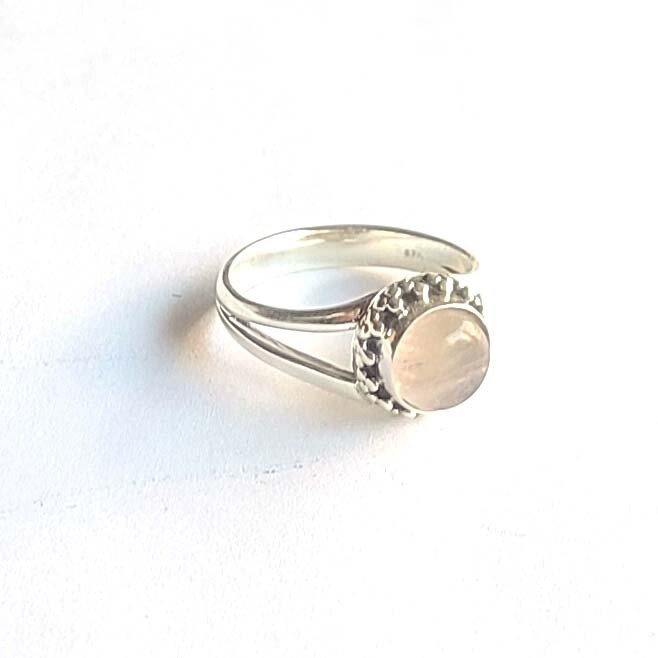 Natural Rose Quartz 925 Sterling Silver Handmade Dainty Ring All Size Available