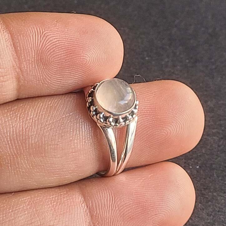 Natural Rose Quartz 925 Sterling Silver Handmade Dainty Ring All Size Available