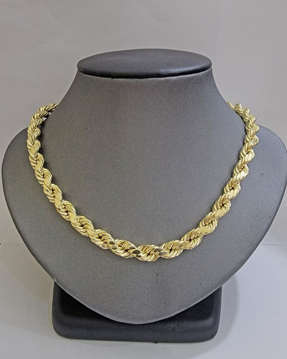 10k Yellow Gold Rope Chain Necklace 28 Inch 8mm Diamond Cuts Men’s REAL 10KT