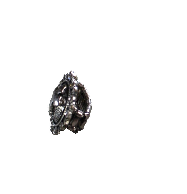 Western Womens Ring 1.25 in Cross Stretch Round Crystal Silver Cowgirl Rodeo
