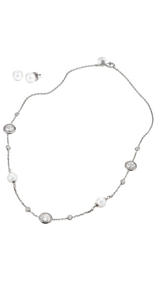 JOIA De Majorca 8mm Organic Man-Made Pearls on Cubic Zicronia Bezel Chain wit…