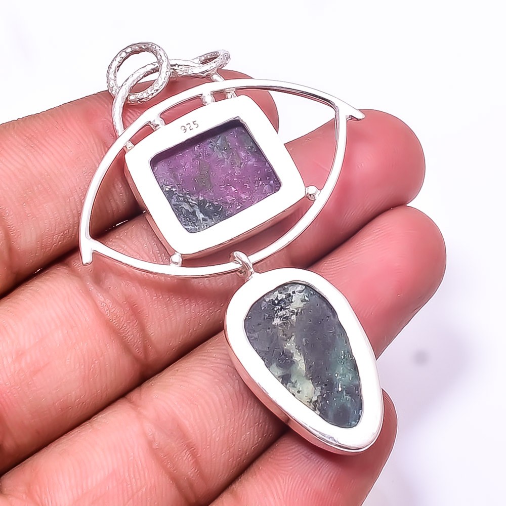 Ruby With Zoisite Tanzania 925 Sterling Silver Pendant 2.54″, Christmas Gift