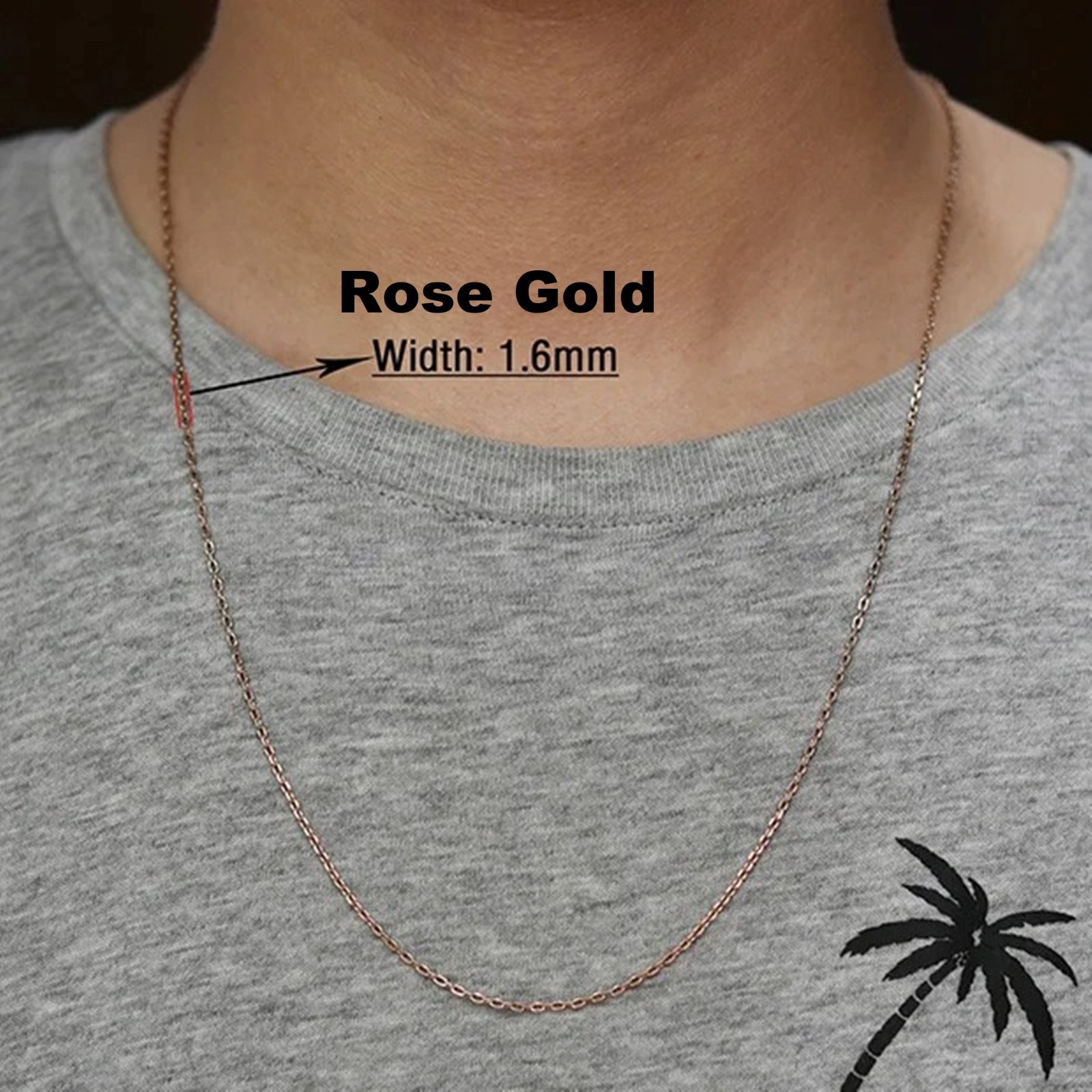 Chains Rolo Belcher Waterproof necklace stainless women men, Silver gold color