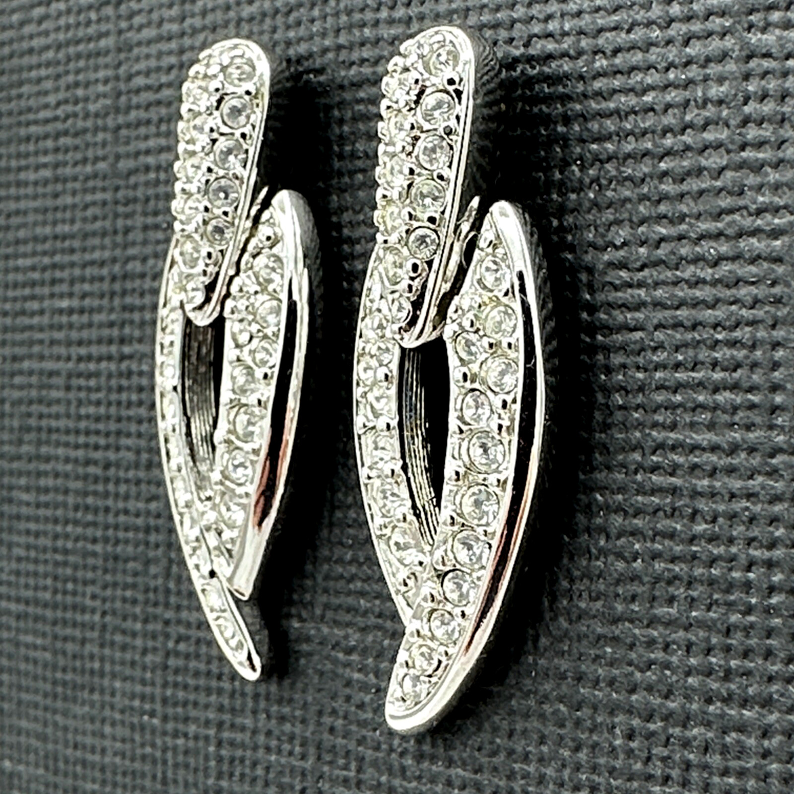 SWAROVSKI door knocker earrings – swan-signed silver-tone clear crystal pavé