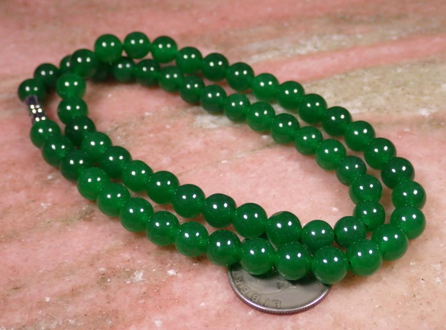 CHINESE Icy Green JADE Bead Beads Necklace 8 mm 284843 ** 17 inches **