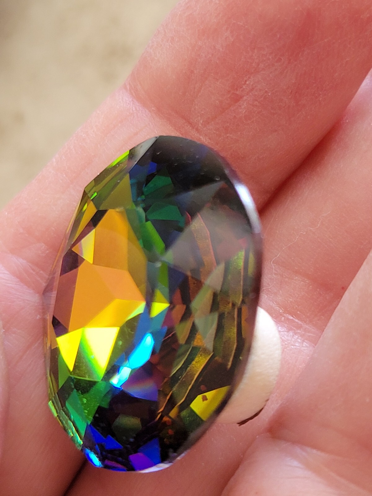 26MM Swarovski Vitrial Rainbow Fancy Cut Clip On W/Soft Pads Earrings Beautiful