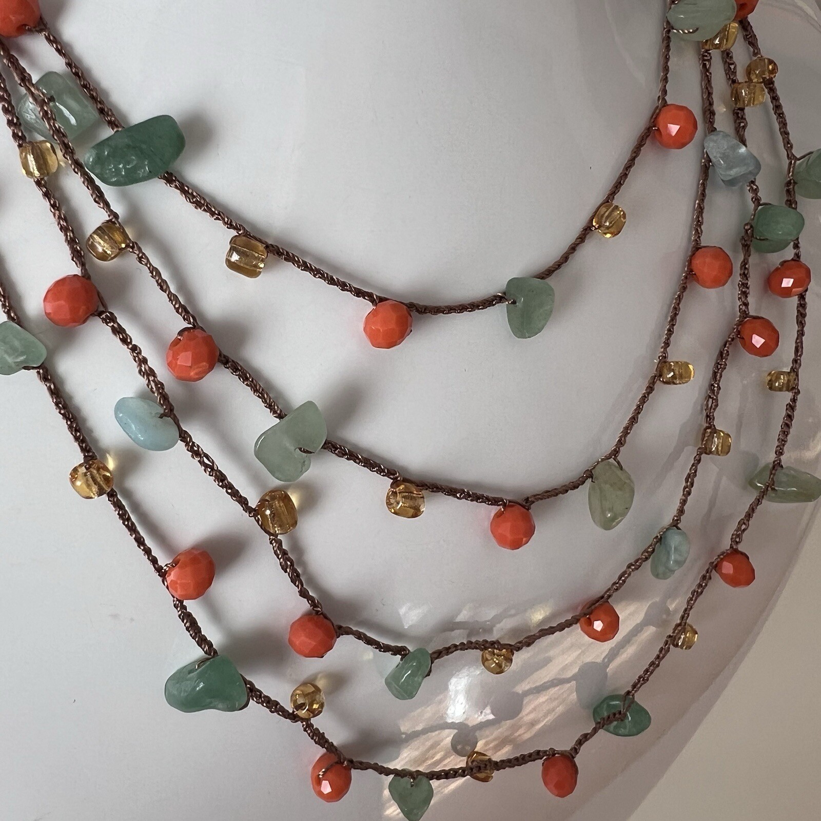 Openended Red & Green Bead Crochet Necklace, Bead Choker, Unique Handmade Gift