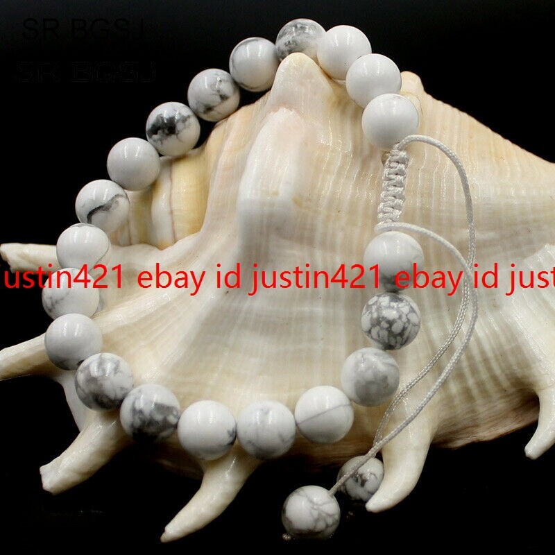 Handmade 8/10mm Round Braided Macrame Gems Adjustable Tie Jewelry Bracelet 7.5″