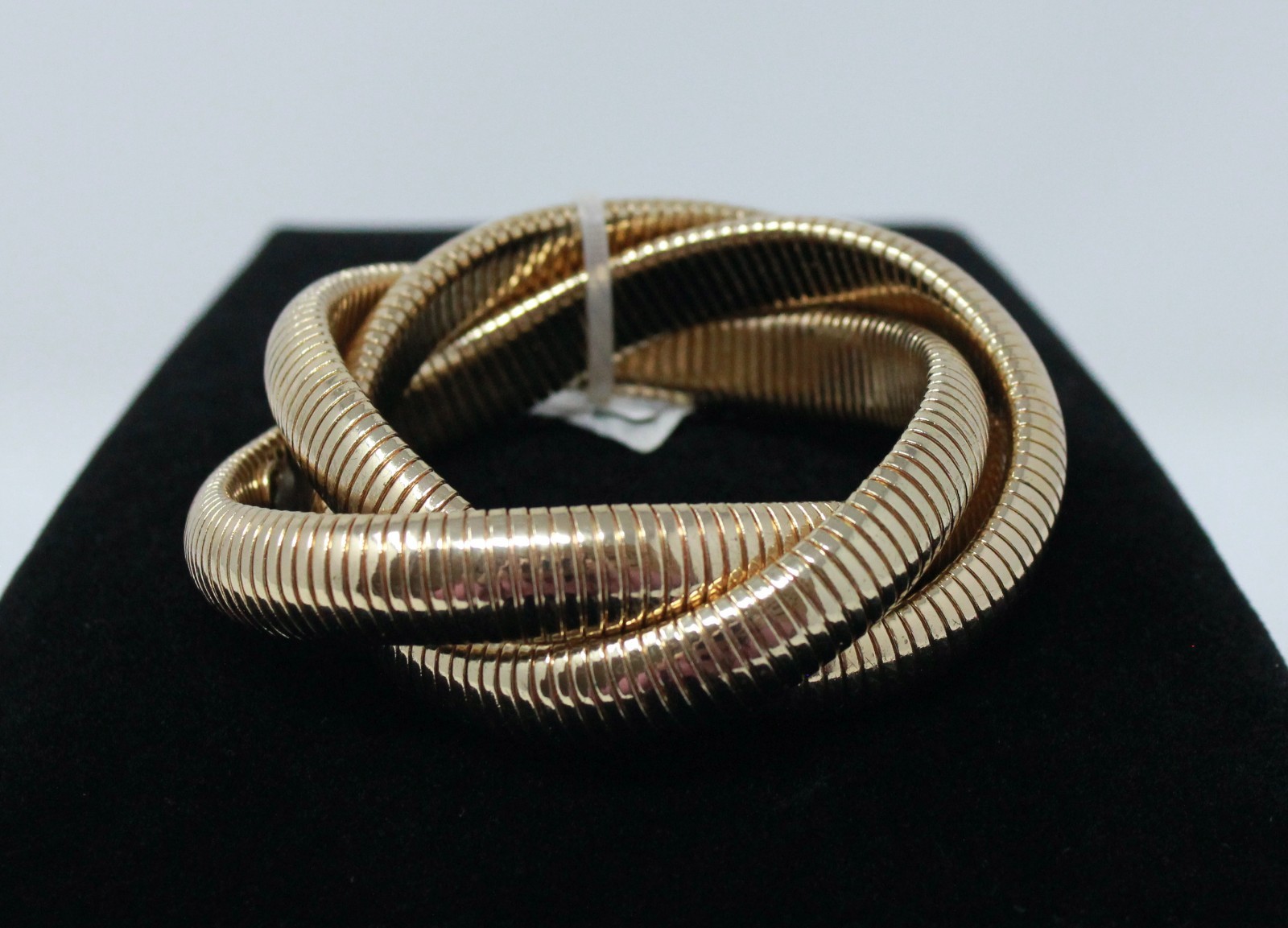 New Gold Triple Wide Large Tubogas Cobra Snake Omega Stretch Bangle Bracelet