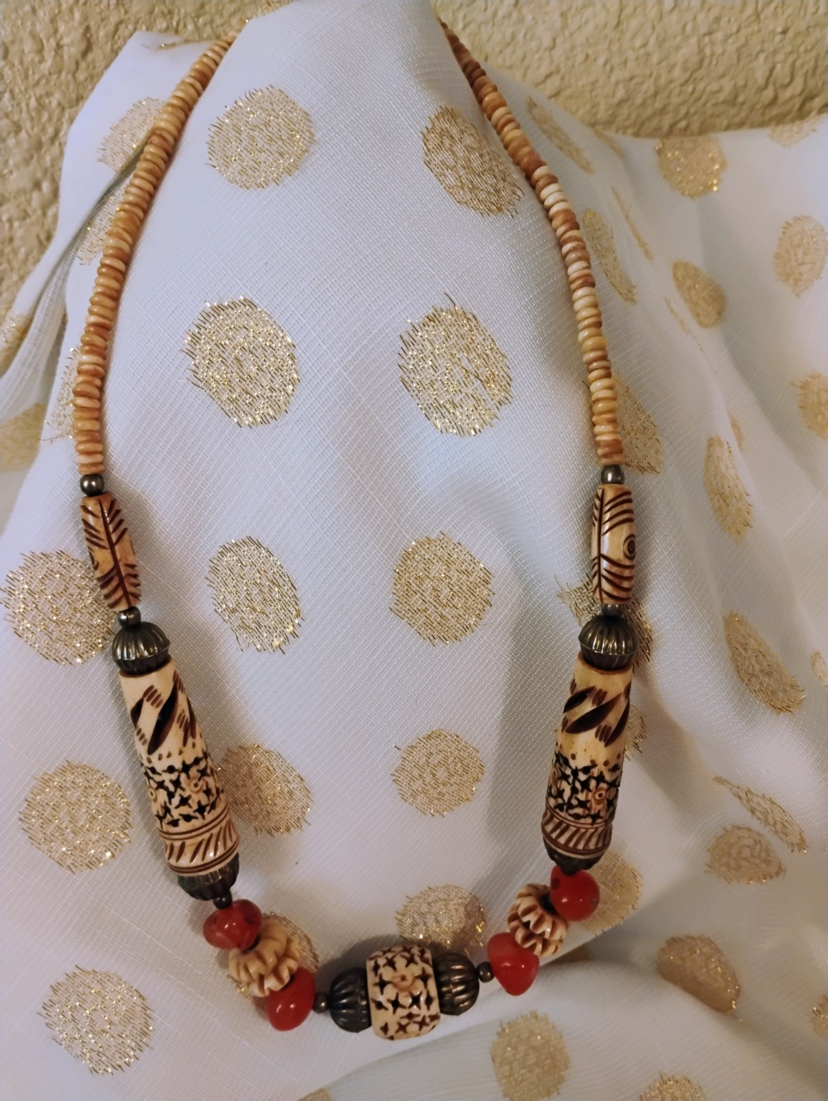 Bohemian Wood Bead Necklace Lot Brown/Black Round Pendant Ball/Bead Chain