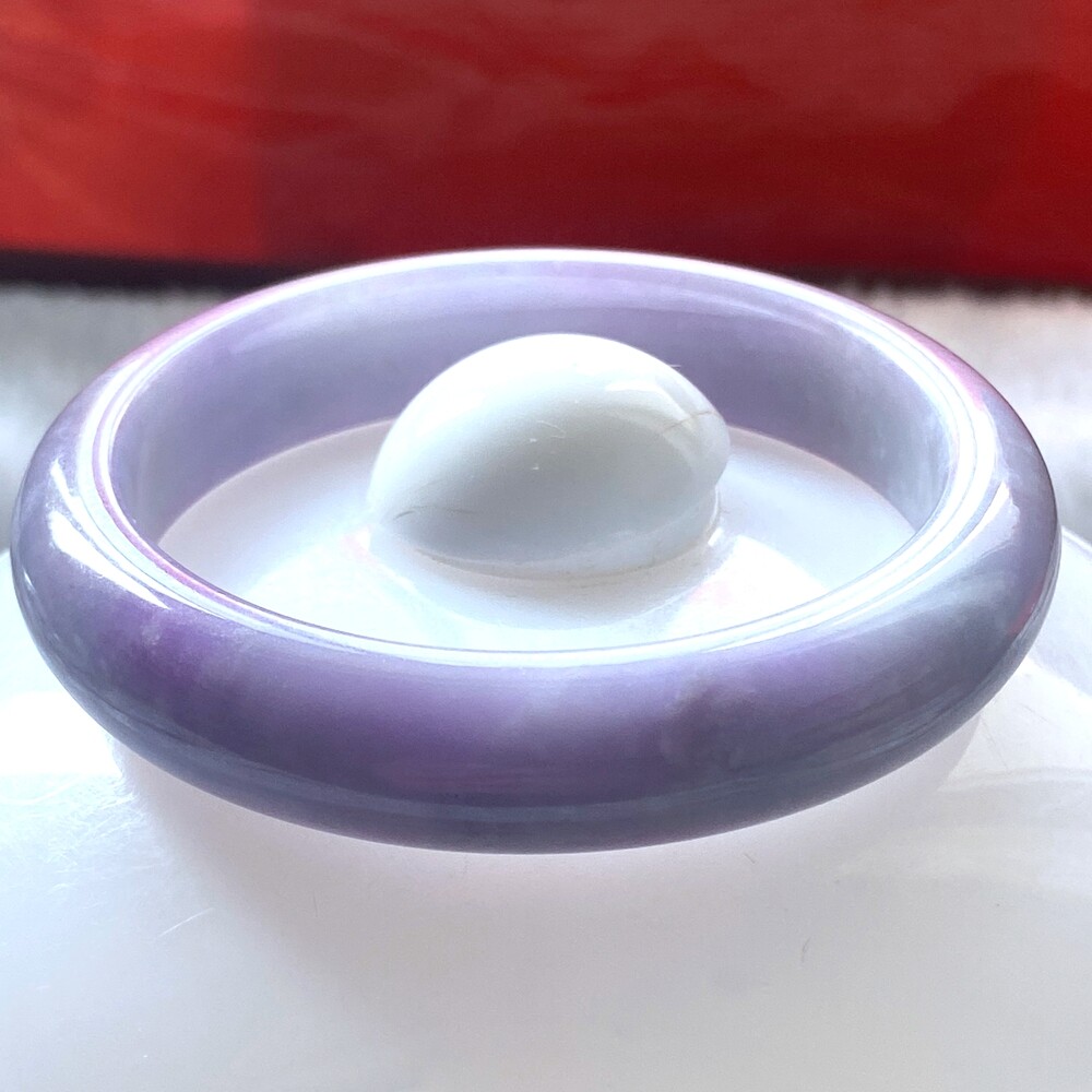 Certified Grade A Lavender 54-55mm Natural Burma Jade jadeite Bangle Bracelet