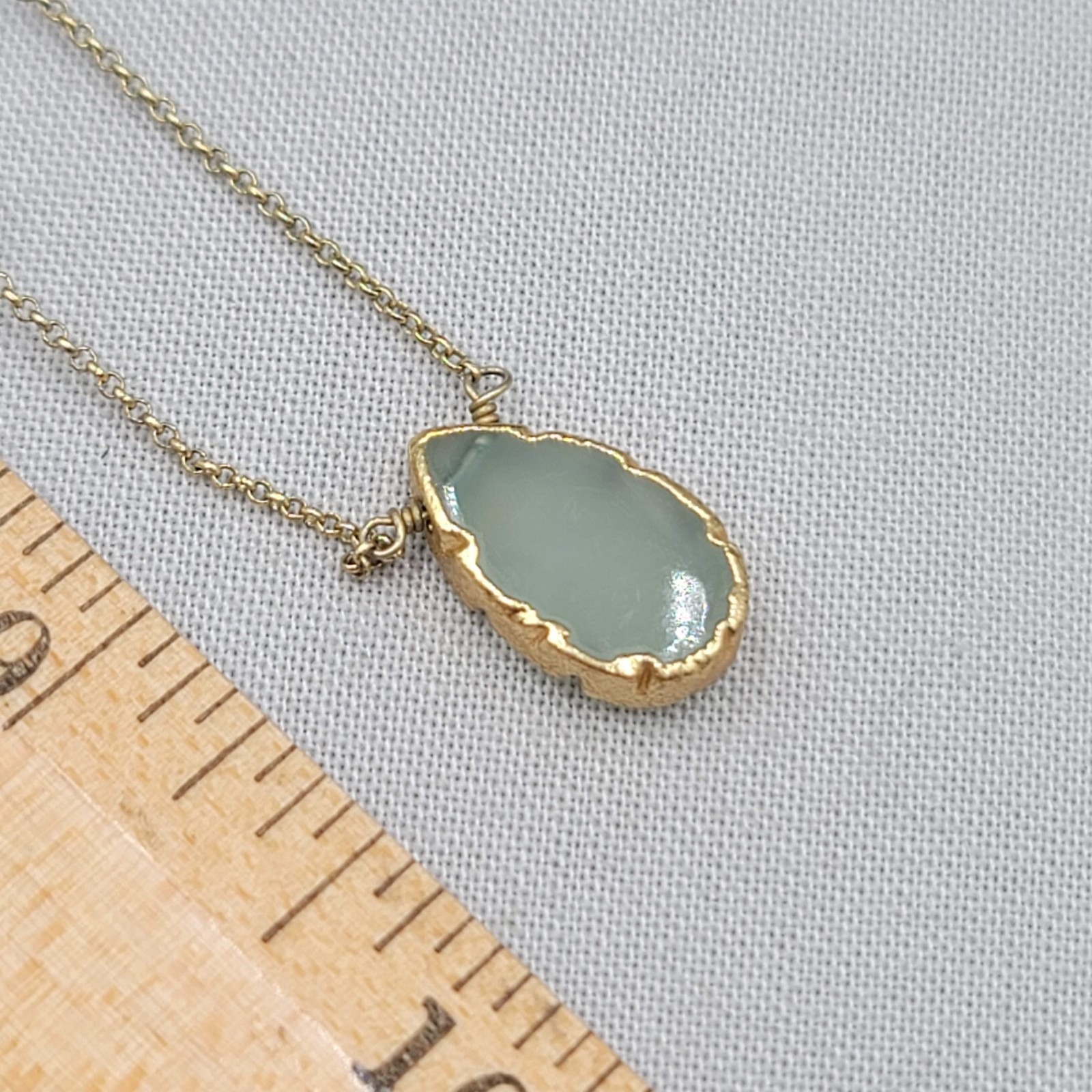 Luna Norte Green Druzy Teardrop Pendant Necklace Gold tone 18″ – 20″