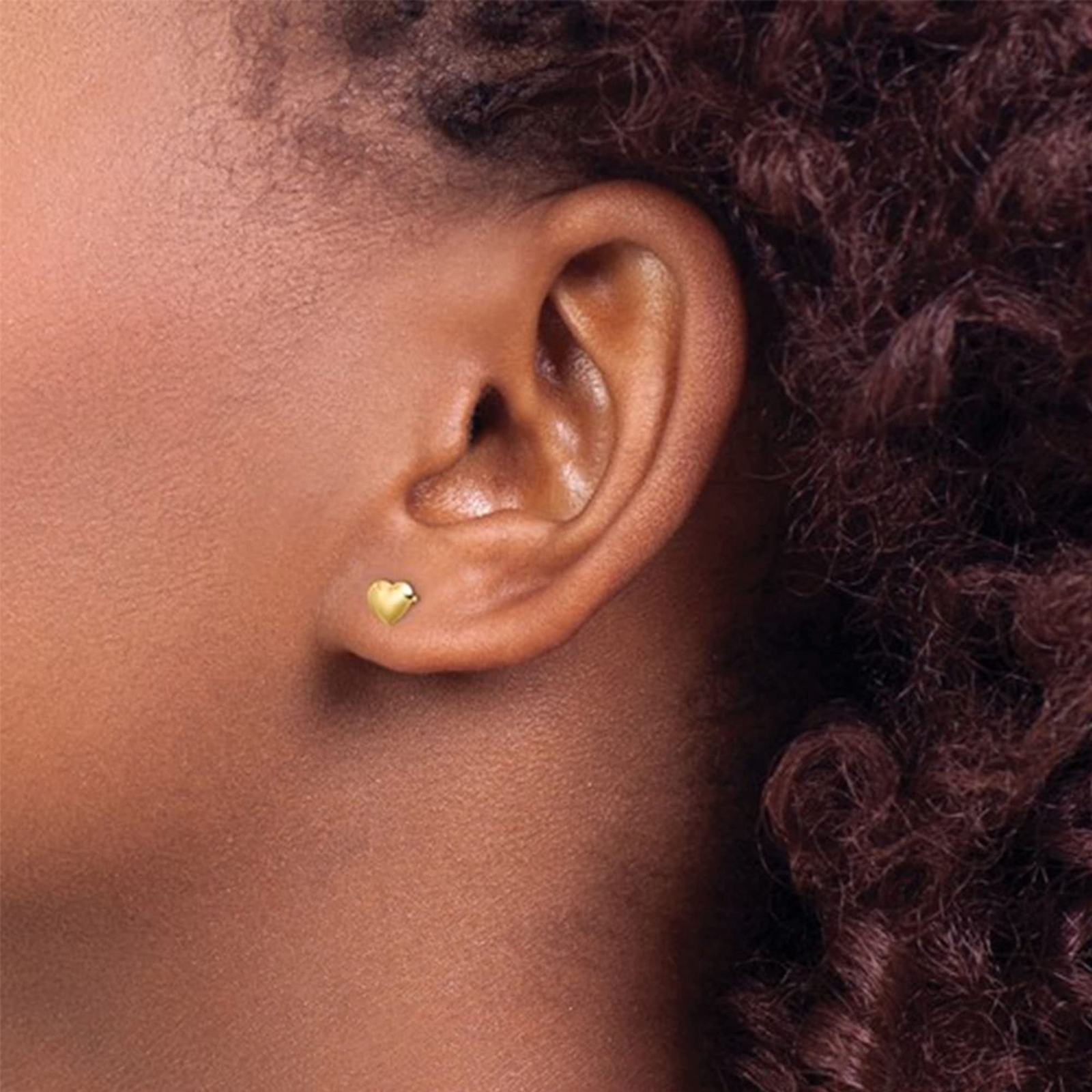 14k Yellow Gold Heart Shaped Stud Earrings