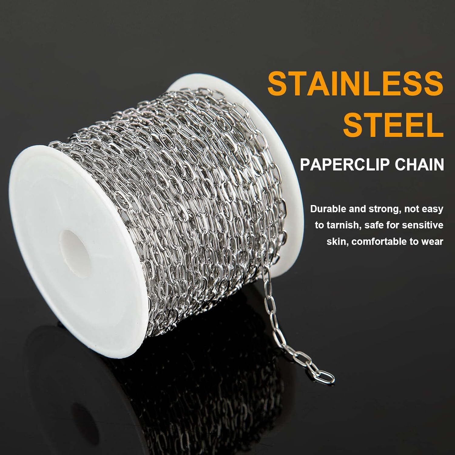 32.8 Feet 304 Stainless Steel Chain Bulk Silver Paperclip Chains for Jewelry …