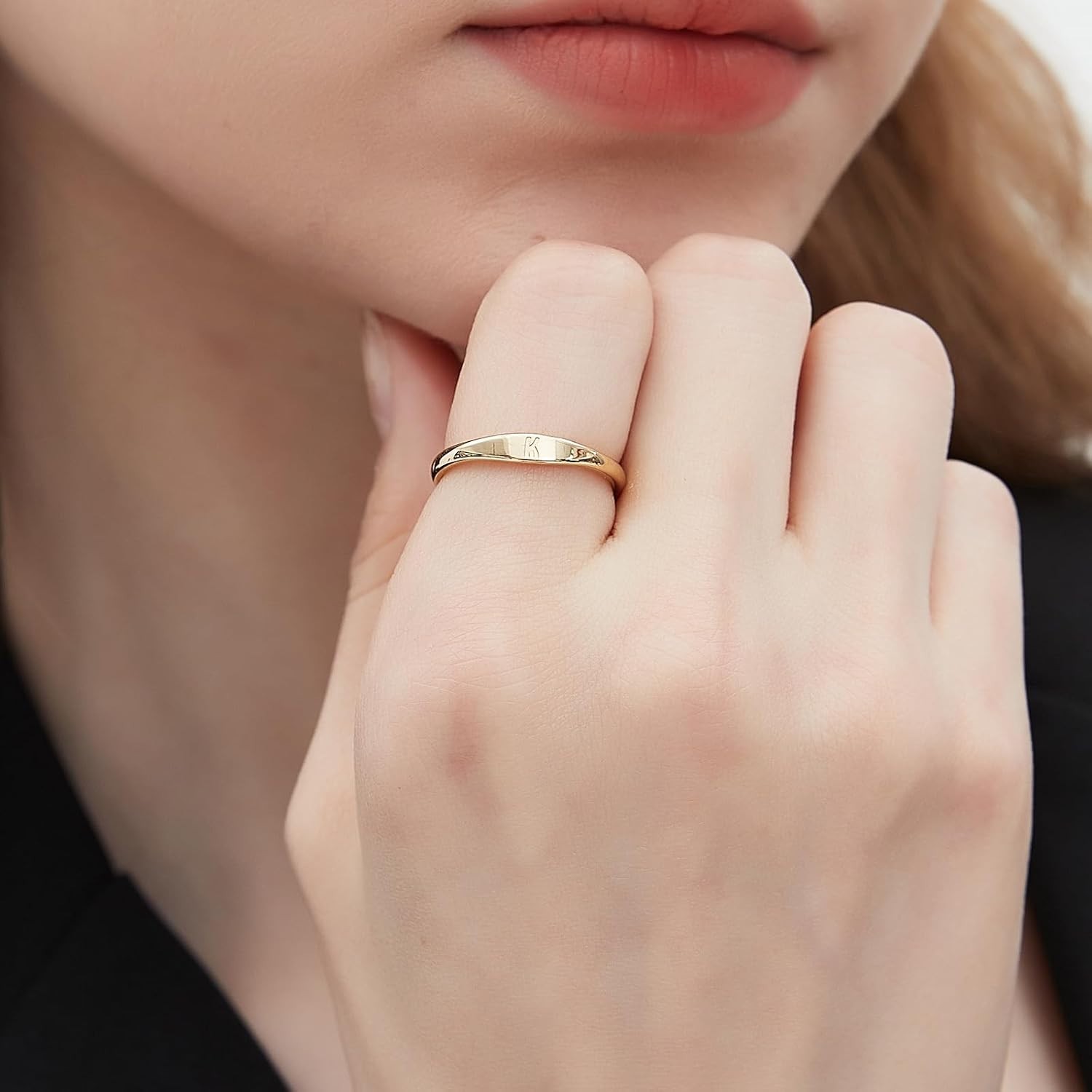 Gold Initial Rings for Women: Stackable Elegance with 14K Gold-Filled Material