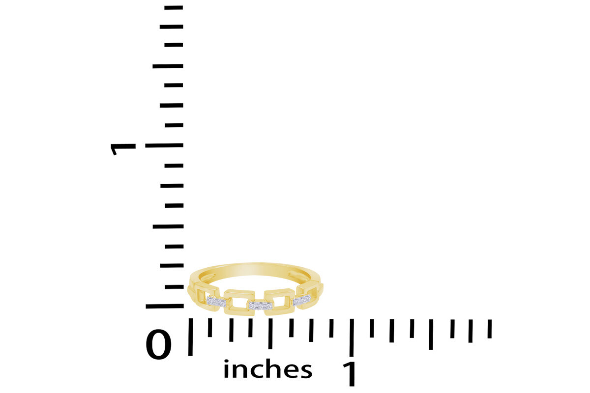 Round Simulated Diamond Open Link Ring in 14K Yellow Gold Plated Silver