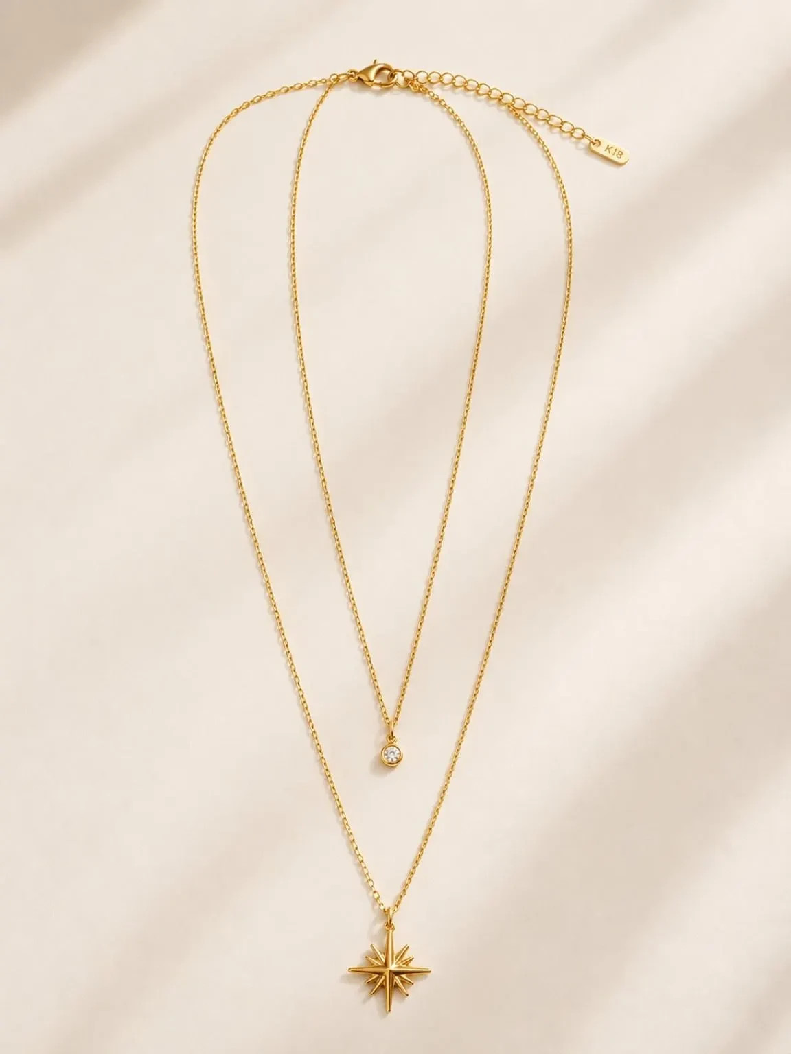 North Star Necklace 18K Gold Plated Non Tarnish Layered Opal Pendant Jewelry