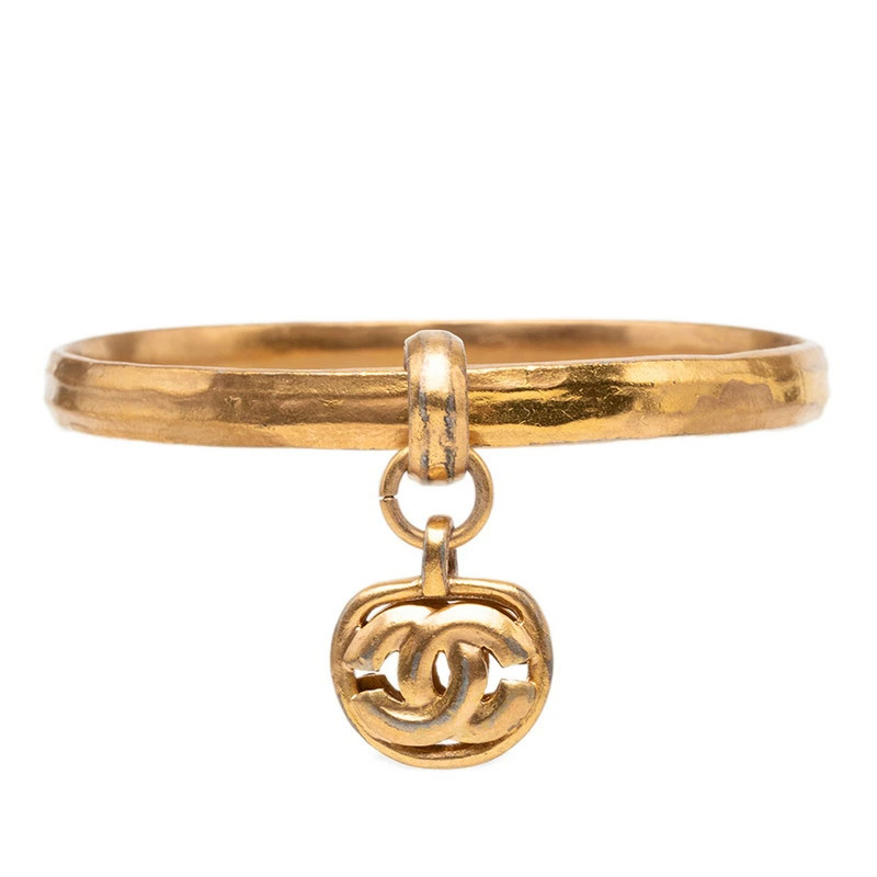 Chanel Coco Mark Vintage Bangle 96P Stamp Gold Plated Wrist Size 19.5 cm Women’s