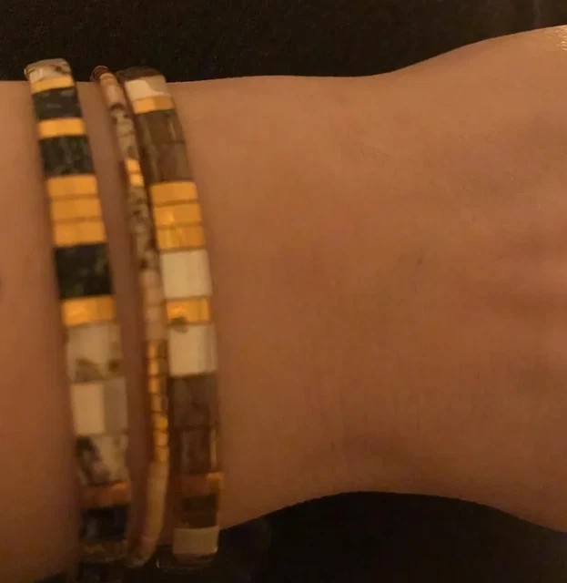 Simple Bohemian Tila Flat Woven Stripe Beads American Beaded Minimalist Bracelet