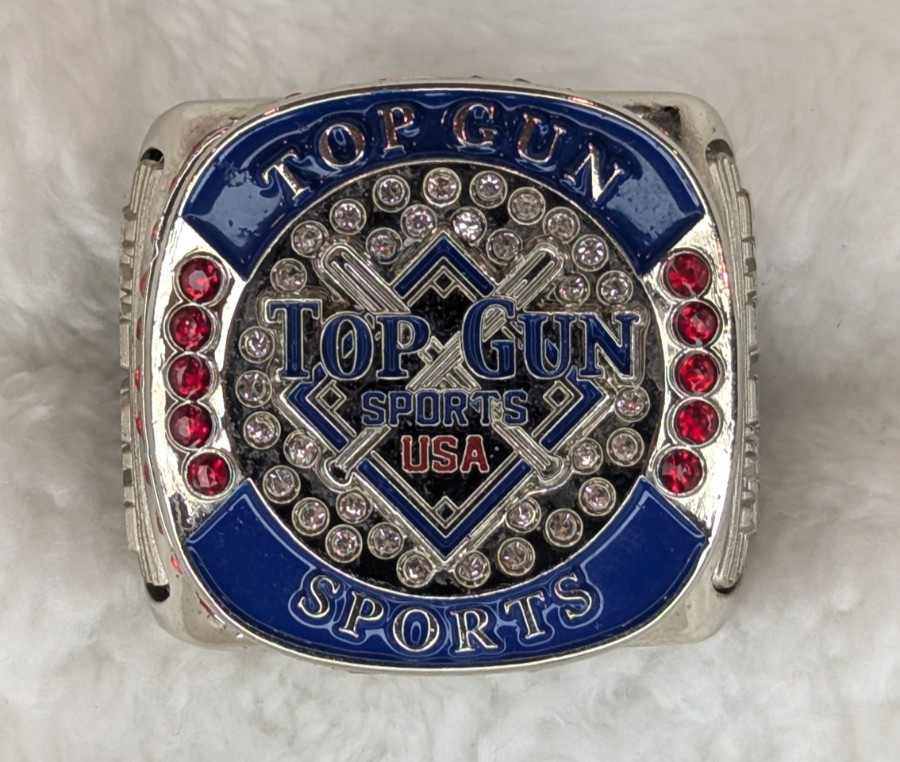 Top Gun Sports USA Championship Ring Baseball Softball Tournament Bling Silver