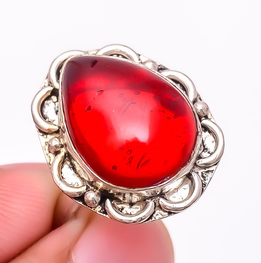 Mozambique Garnet Gemstone 925 Silver Plated Jewelry Ring s.7.5 W3184