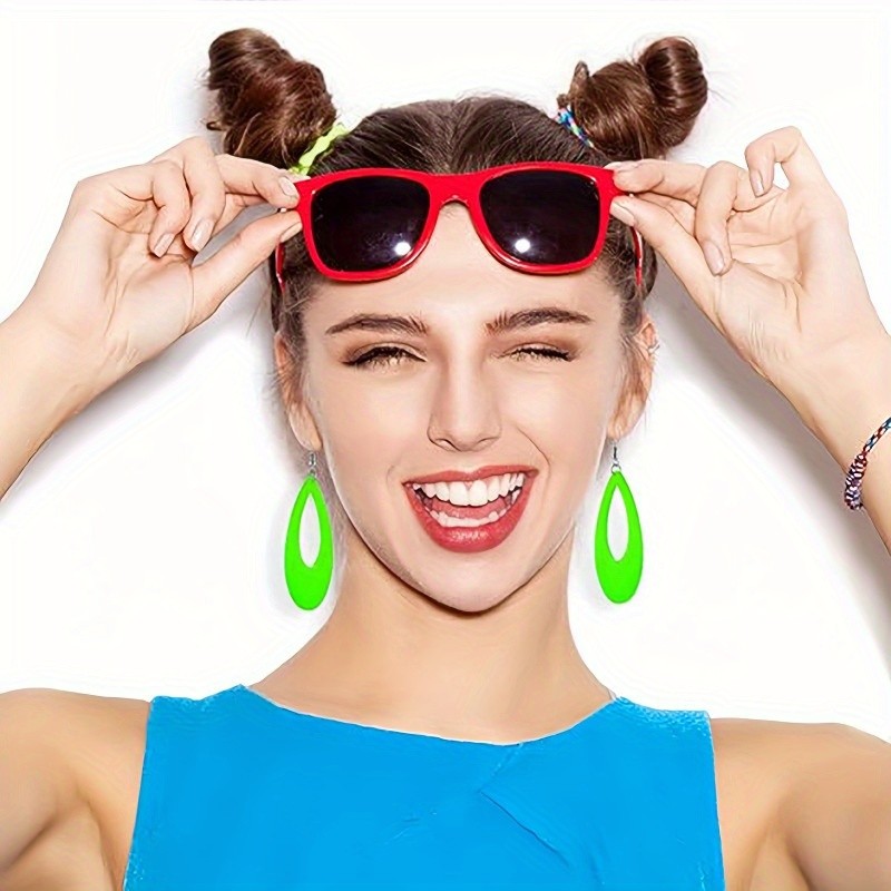 6 Pairs of Neon-themed Party Pendant Earrings, Teardrop-shaped Earrings