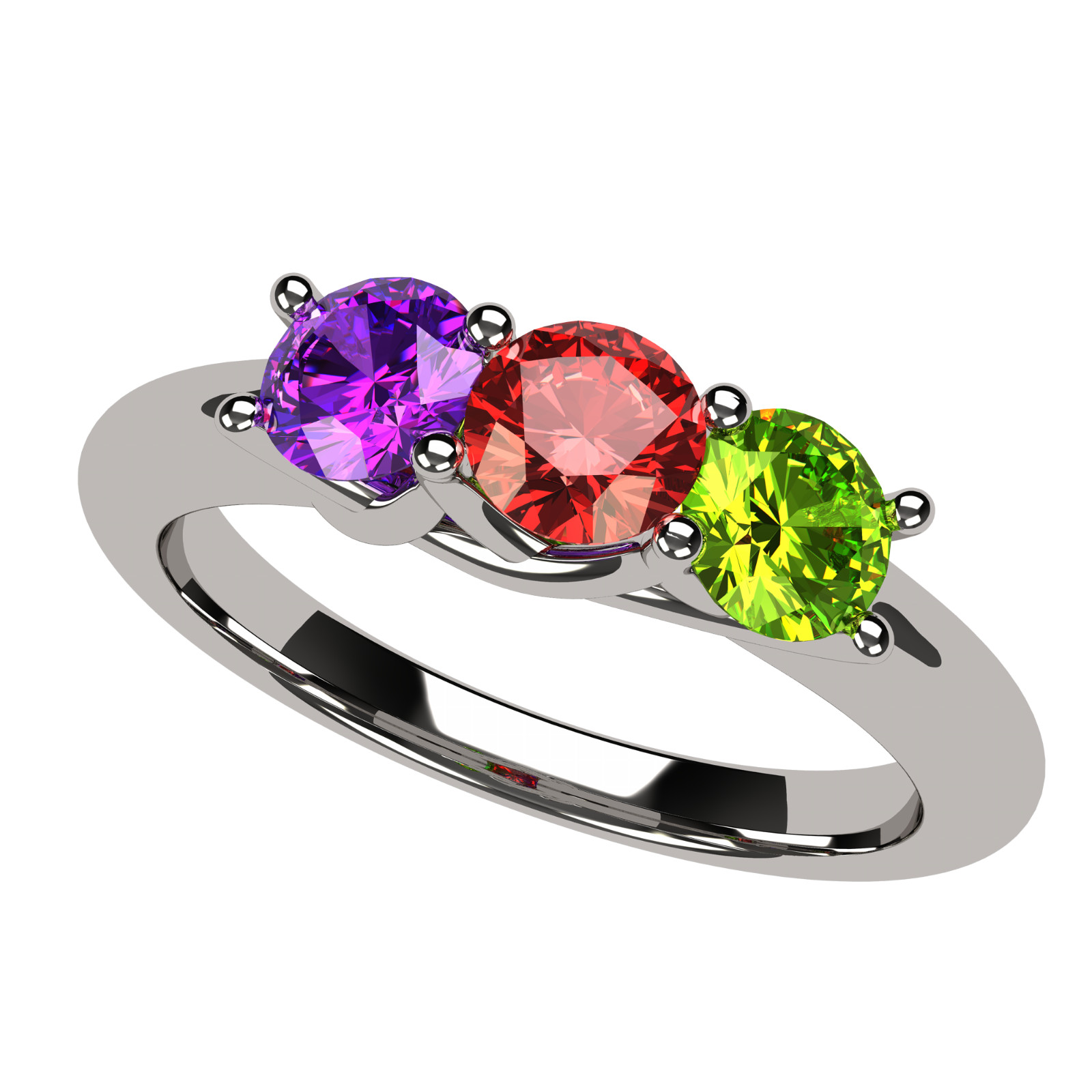 NANA Round Lucita Mothers Ring 1-6 SImulated Birthstones Sterling Silver or 10k