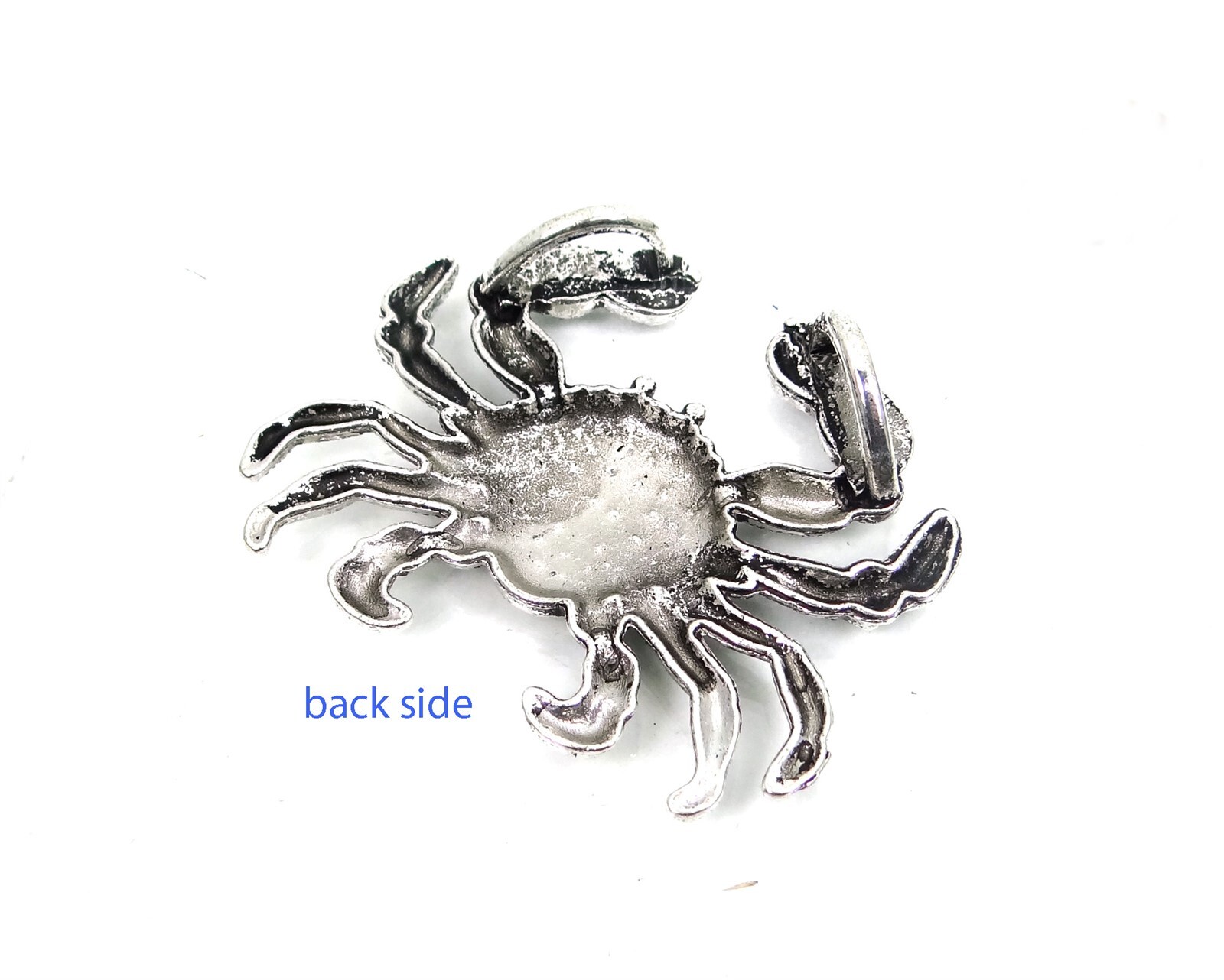 Crab Extra Large Antique Silver Pewter / Alloy Pendnat Crusty Crustacean 50x60mm
