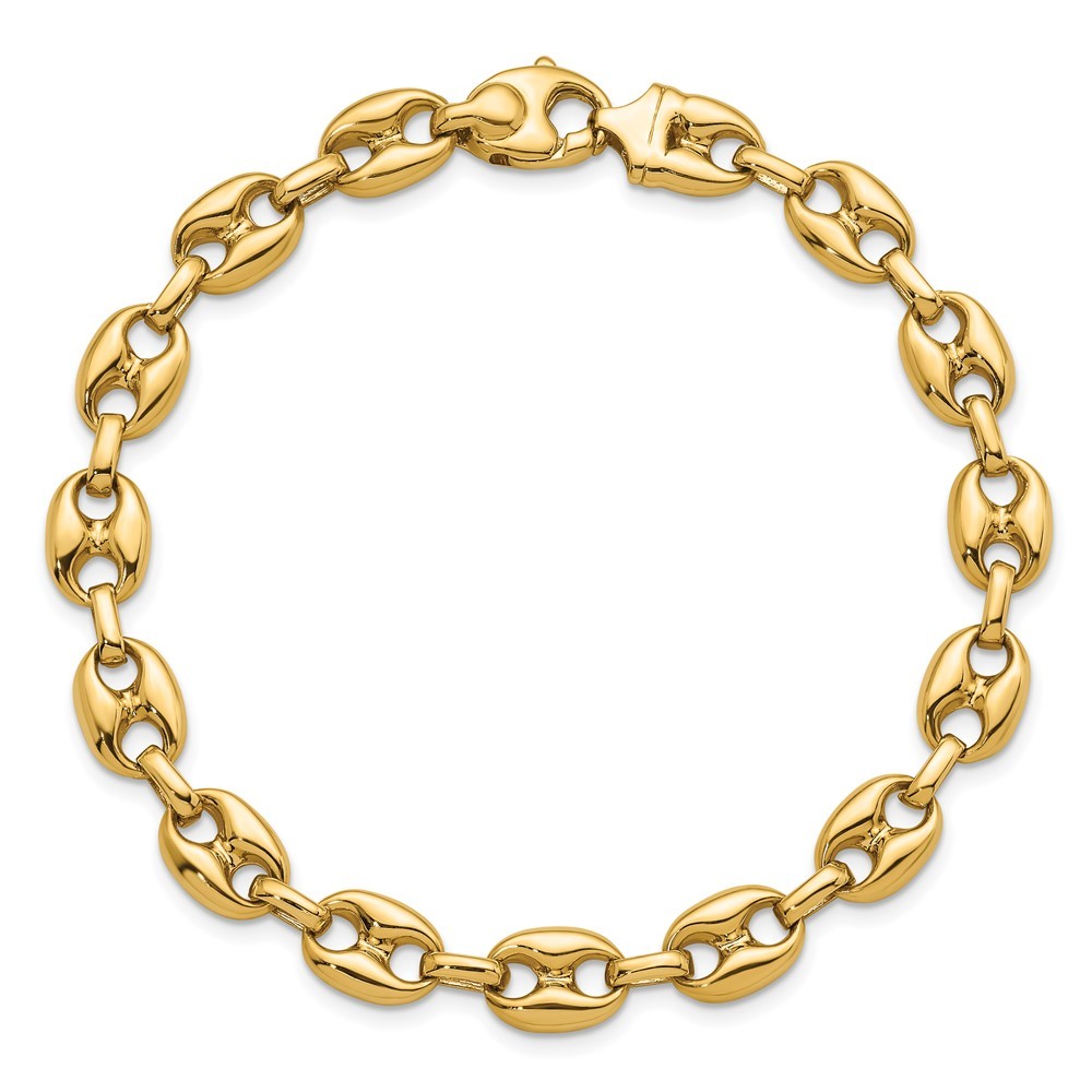 14K Yellow Gold Polished Solid 8.1mm Anchor Chain Bracelet 8.5″