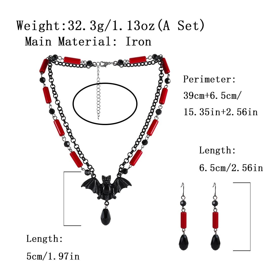 Gothic Witch Jewelry Set for Women Halloween Dark Bat Spider Necklace Earring…