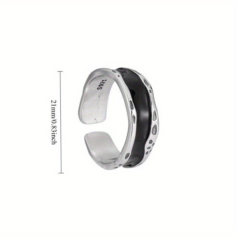 Women’s Black Glazed Ring Retro Adjustable Opening Fashion Ring Copper