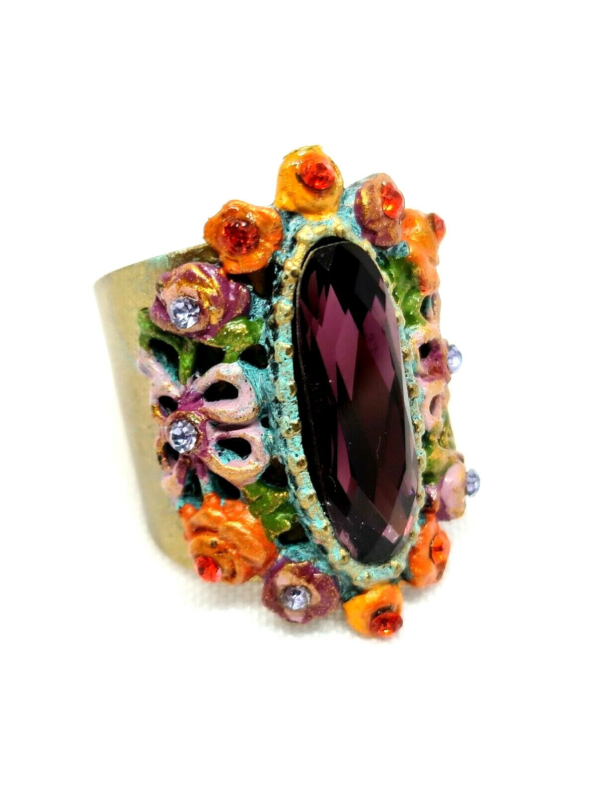 Lovey Large Ring Framed With Colorful Crystal Stones By Michal Negrin