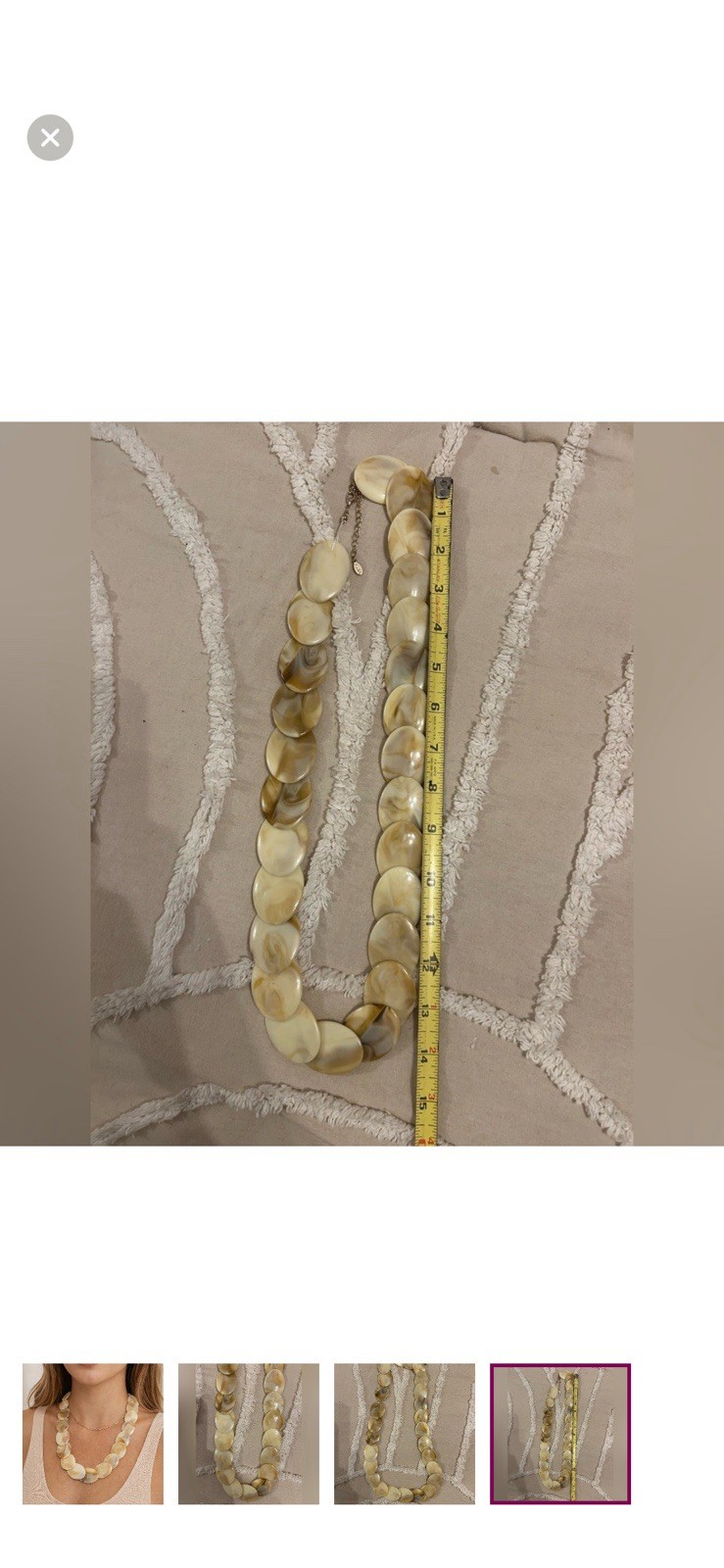 Beige Cream Beaded Statement Plastic Necklace 18in Lobster Clasp Fashion Jewelry
