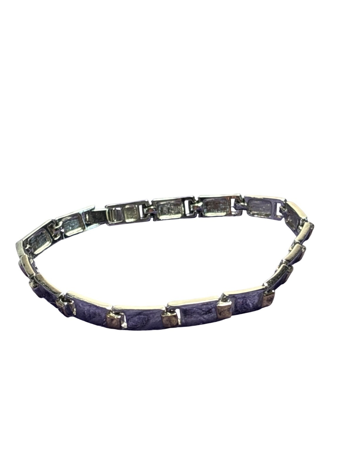 Silvertone Goldtone Bracelet Fold Over Clasp 7.75 inches