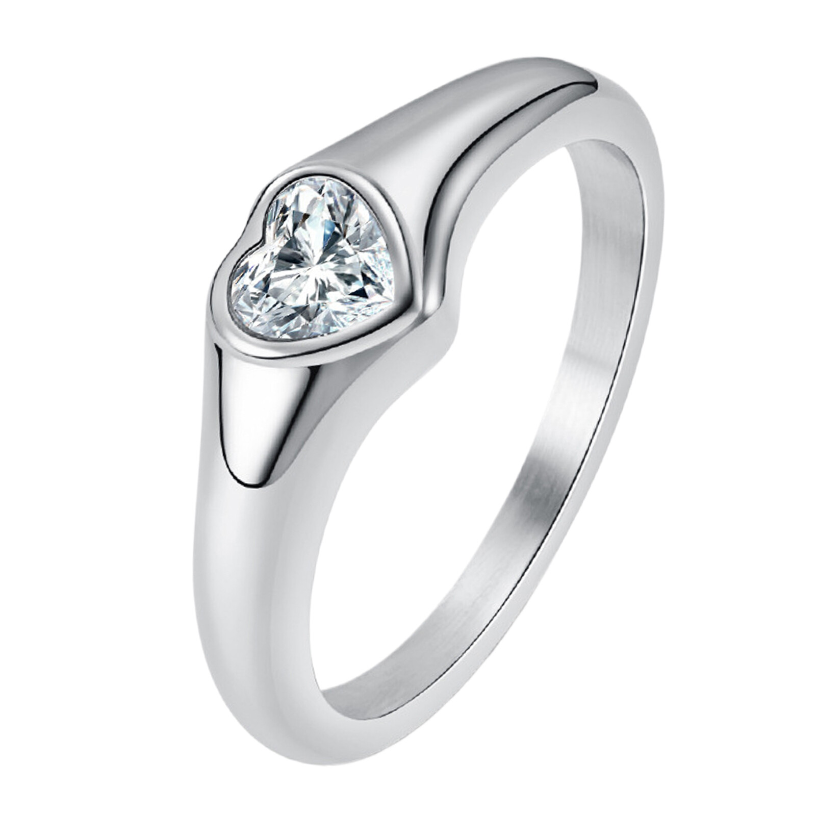 Womens Classic Heart Cubic Zirconia Engagement Ring Retro Wedding Band Size 6-10