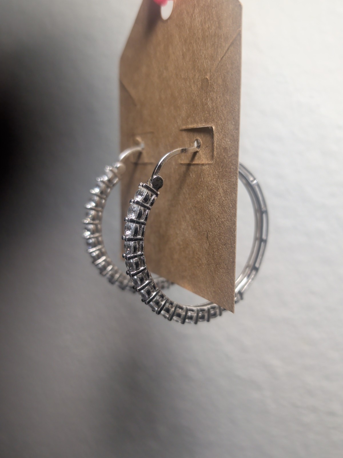 JCM 925 Sterling Silver CZ Channel Set Hoop Earrings Cubic Zirconia Sparkle