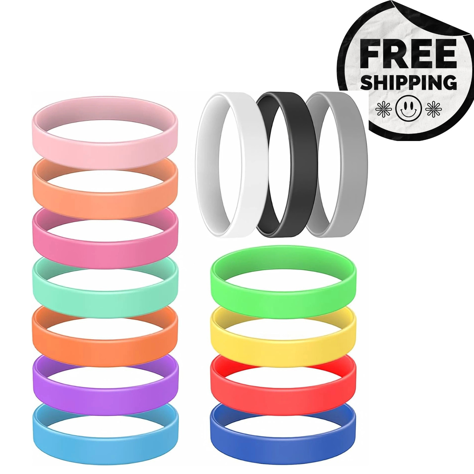 14 Pcs Rubber Bracelets Silicone Bracelet Men Rubber Wristbands 14 Color mixed