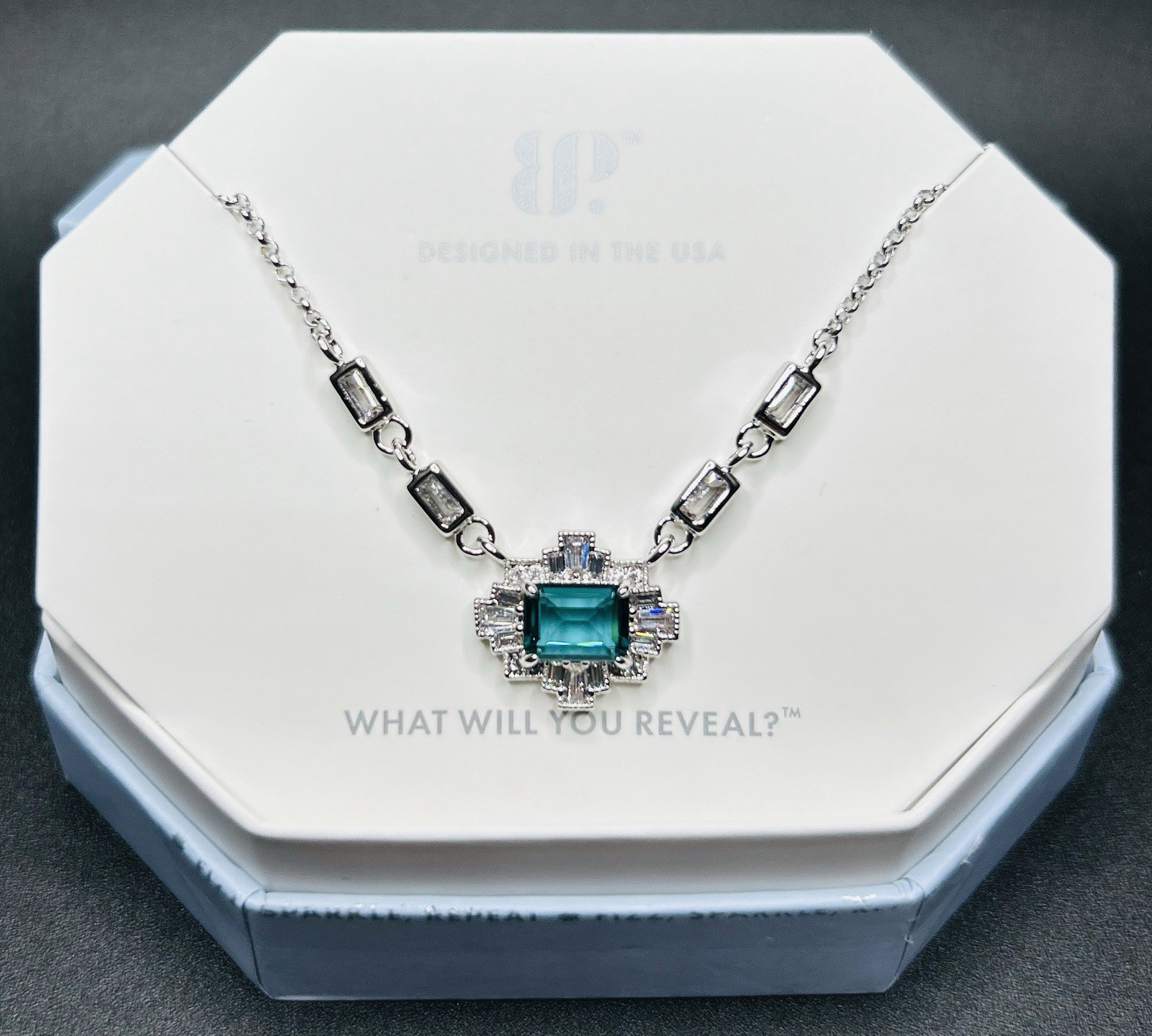 Bomb Party Necklace “Center of the Crown”LC Paraiba Tourmaline Rhodium Plating