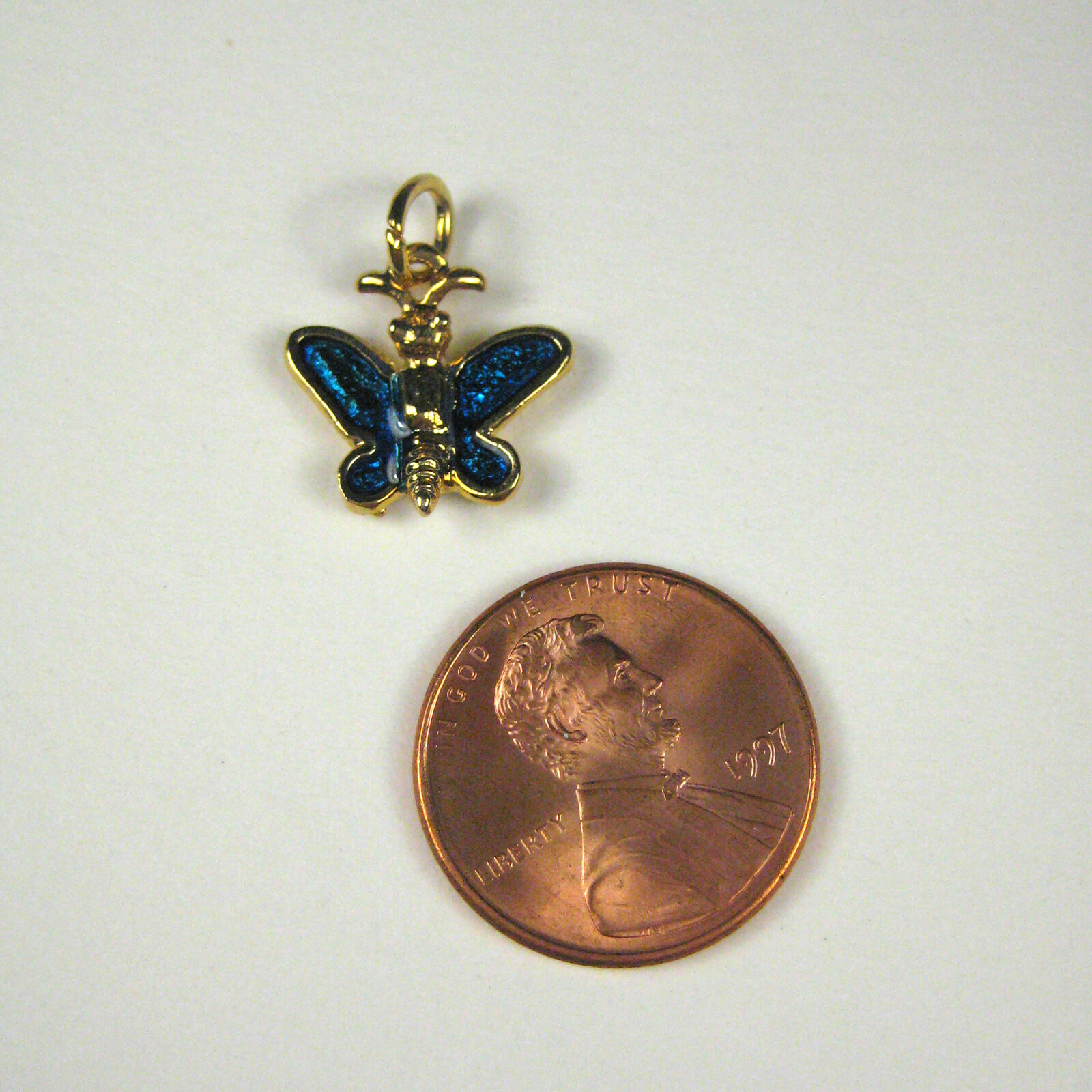 Butterfly Charm ONLY Goldtone Enamel Blue 1/2 inches
