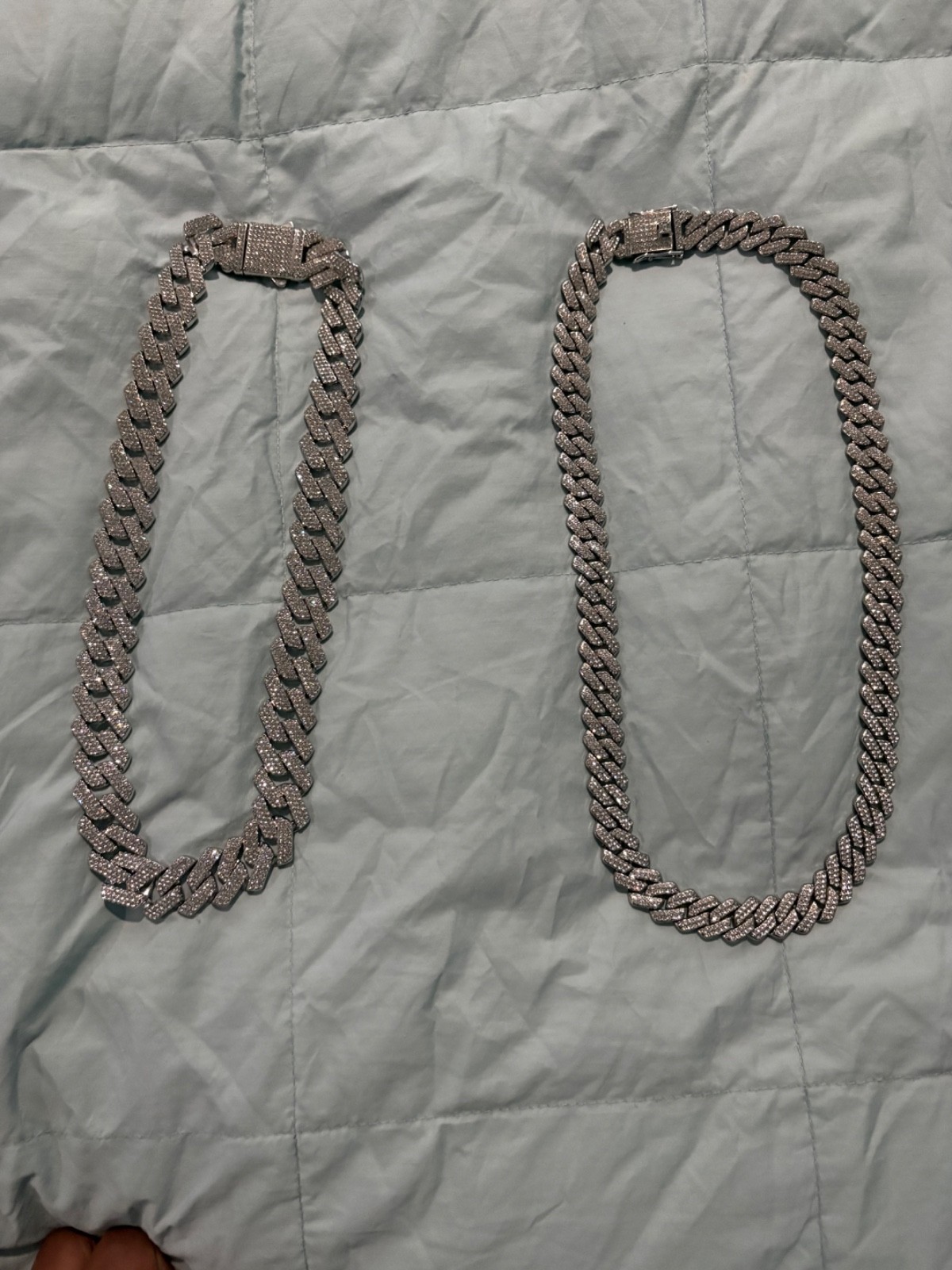 Stainless Steel Diamond Silver Chains 18” and 20” strong clip