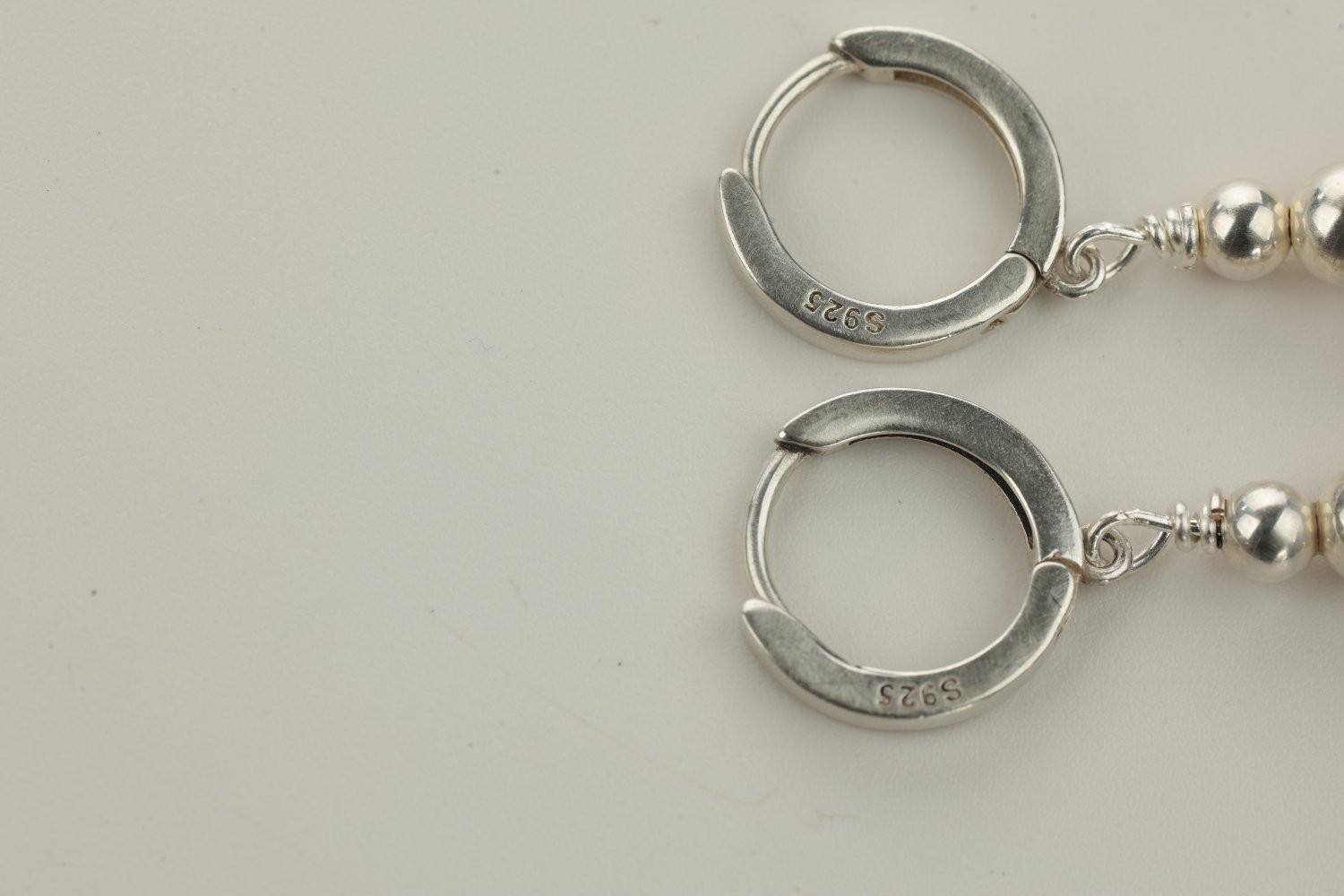 Earrings Small Silver Sterling Graduated Beads Blue Southwestern