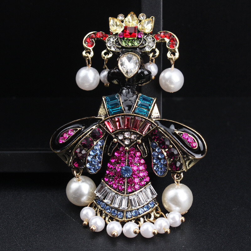 Vintage Personality Elegance Temperament Tassel Pendant Dripping Enamel Brooch